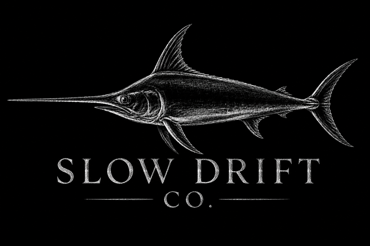 Logo of Slow Drift Co. on a dark background